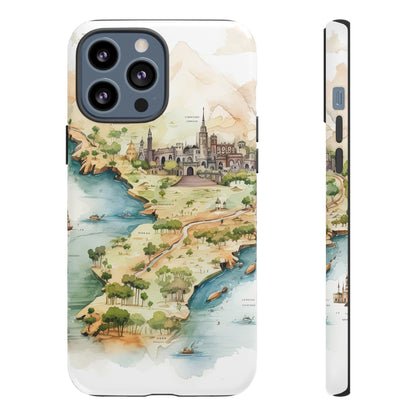 Hard Phone Case — Watercolor Fantasy Map Castle Design