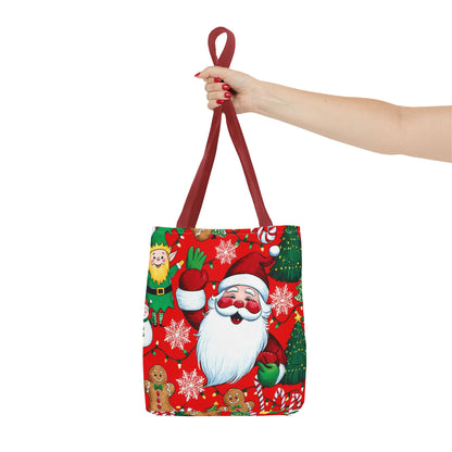 Festive Santa Tote Bag, Christmas Gift Bag, Holiday Shopping Tote, Cute Santa Bag, Merry Christmas Tote