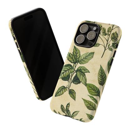 Botanical Leaves Tough Phone Case — Vintage Green Plant Print