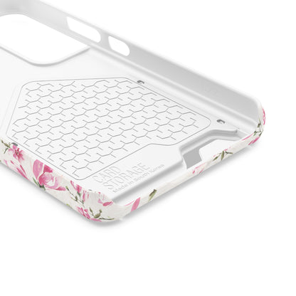 Chic Floral Phone Case with Card Holder for Princesses, Cute Floral Design, Gift for Her