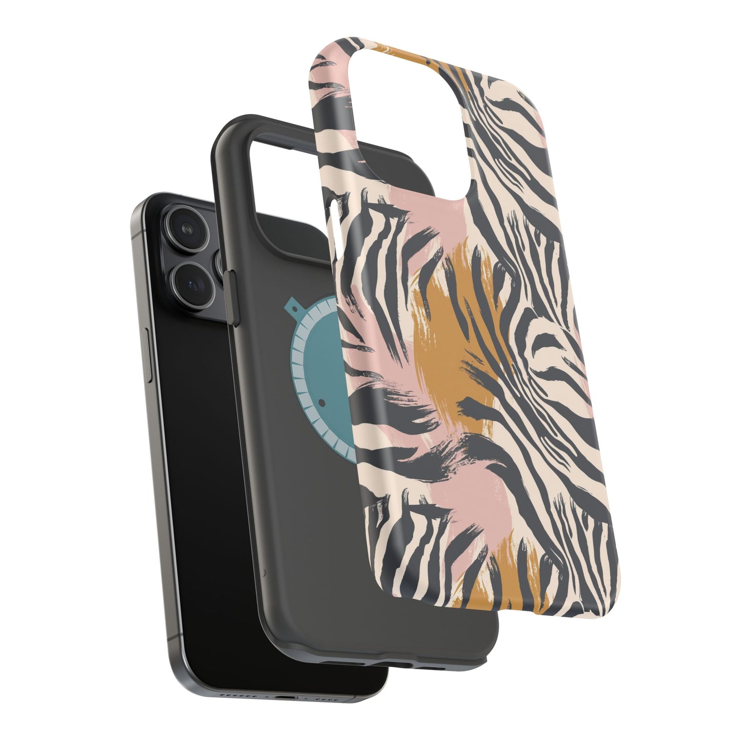 Zebra Brushstroke Magnetic Impact Phone Case,Africa Pattern
