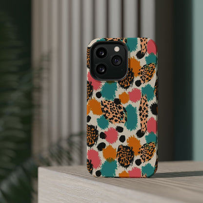 Leopard Splash Magnetic Impact Phone Case — Colorful Abstract Animal Print