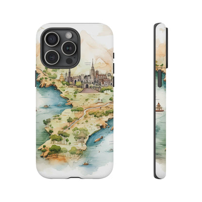 Hard Phone Case — Watercolor Fantasy Map Castle Design