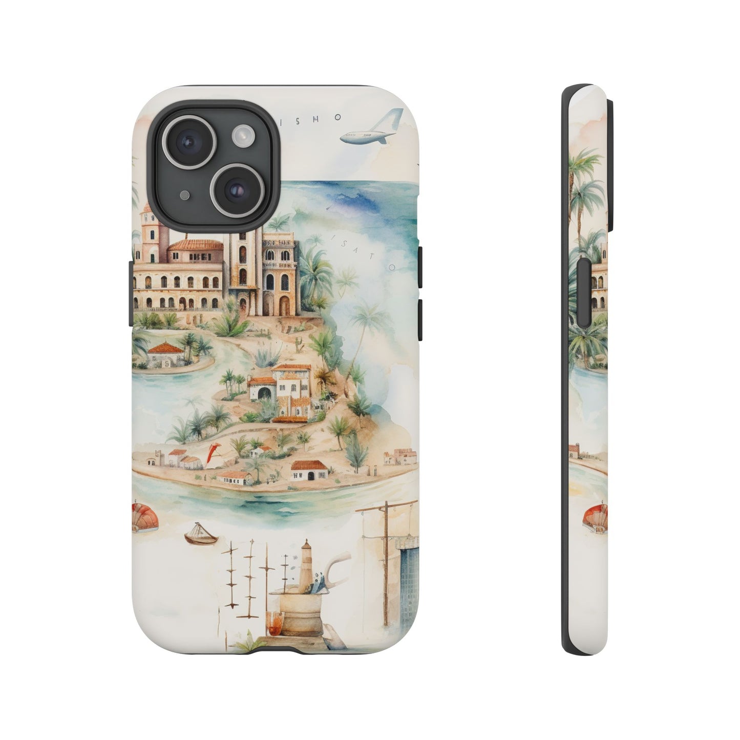 Hard Phone Case — Watercolor Fantasy Map Castle Design
