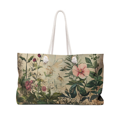 Botanical Weekender Bag — Vintage Floral Travel Tote