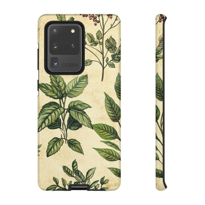 Botanical Leaves Tough Phone Case — Vintage Green Plant Print