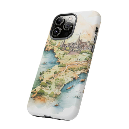 Hard Phone Case — Watercolor Fantasy Map Castle Design