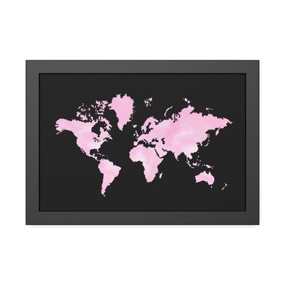 Pink Watercolor World Map Framed Poster,Coquette Poster