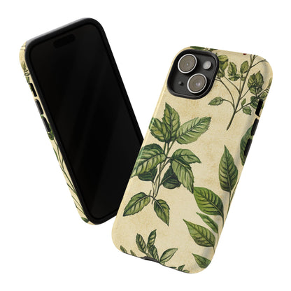 Botanical Leaves Tough Phone Case — Vintage Green Plant Print