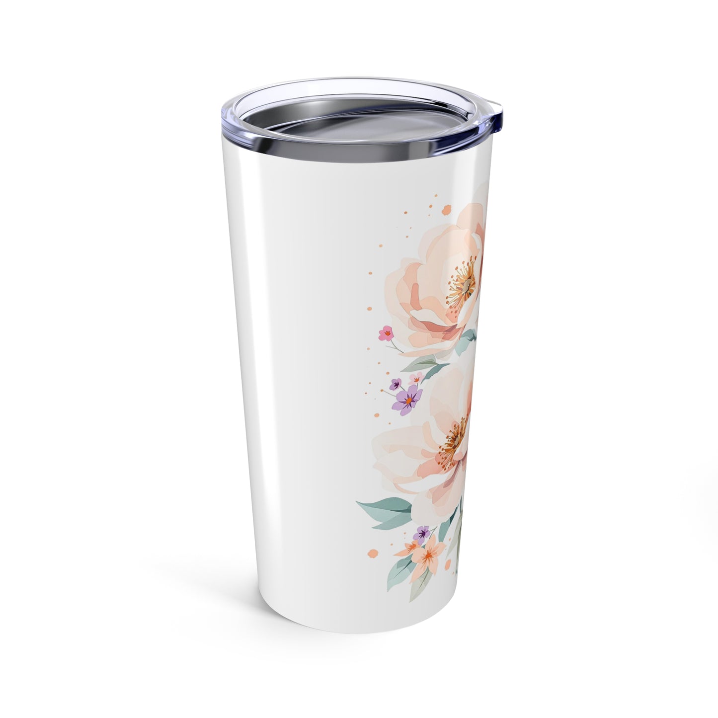 20oz Floral Tumbler – Pink Peony Watercolor Travel Cup