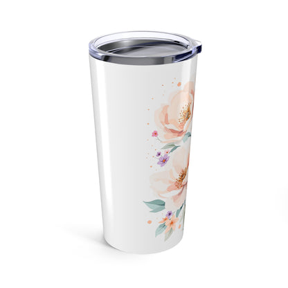 20oz Floral Tumbler – Pink Peony Watercolor Travel Cup