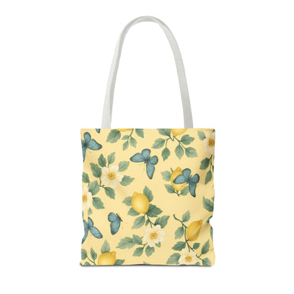 Sunny Lemon Blossom Tote Bag, Summer Vibes, Eco-Friendly Shopping Bag, Floral Market Tote, Perfect Gift for her/him