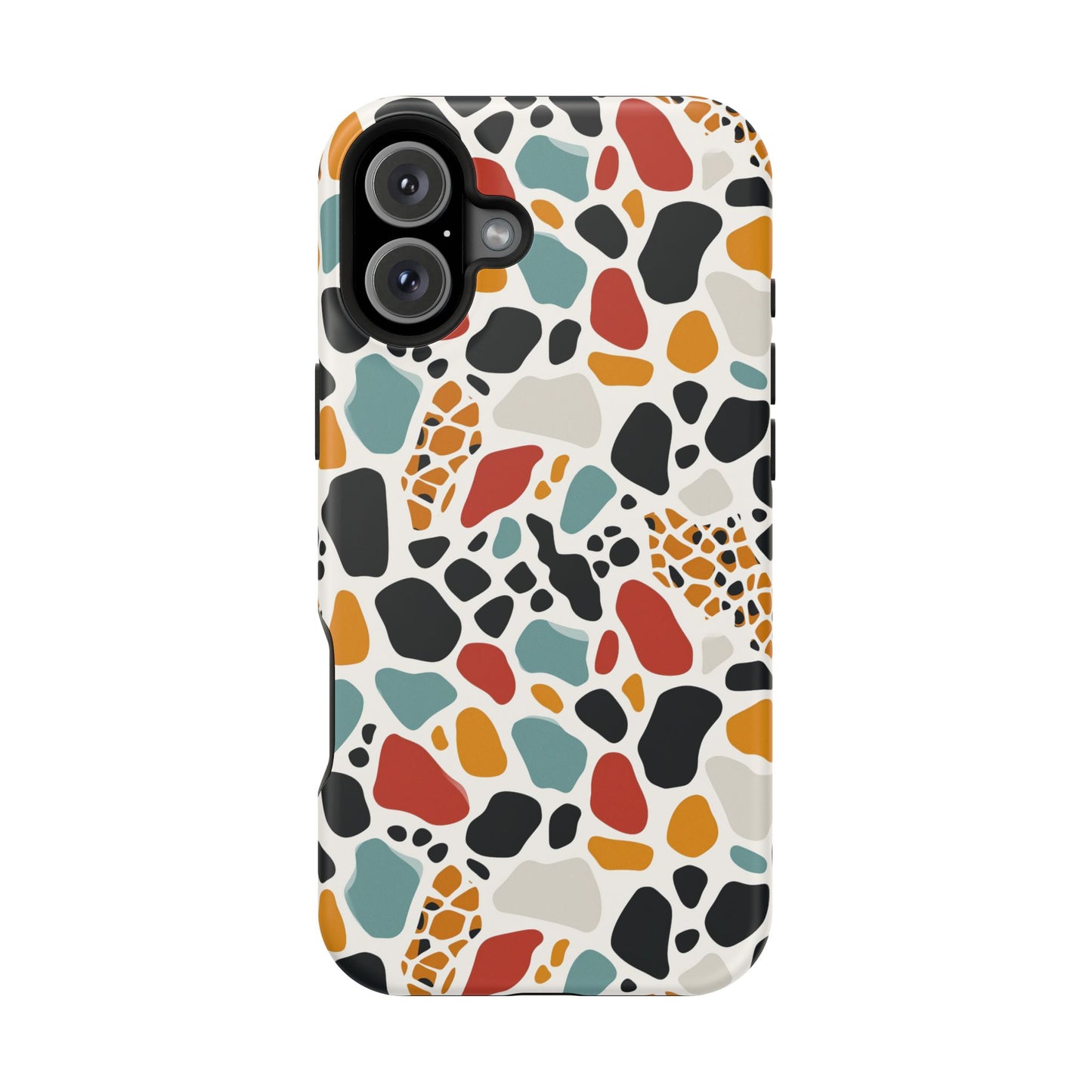 Terrazzo Pattern Magnetic Impact Phone Case — Colorful Retro Pebble Design