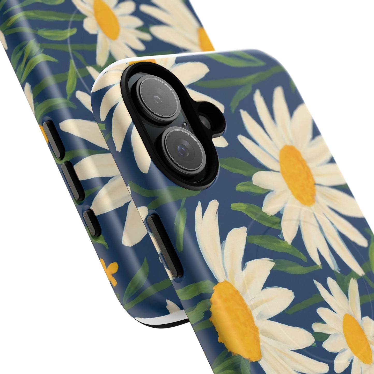 Daisy Floral IPhone Case-Tough Magnetic Cover ,Glossy Finish ,Retro Botanical Flower  Design.