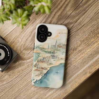 Hard Phone Case — Watercolor Fantasy Map Castle Design