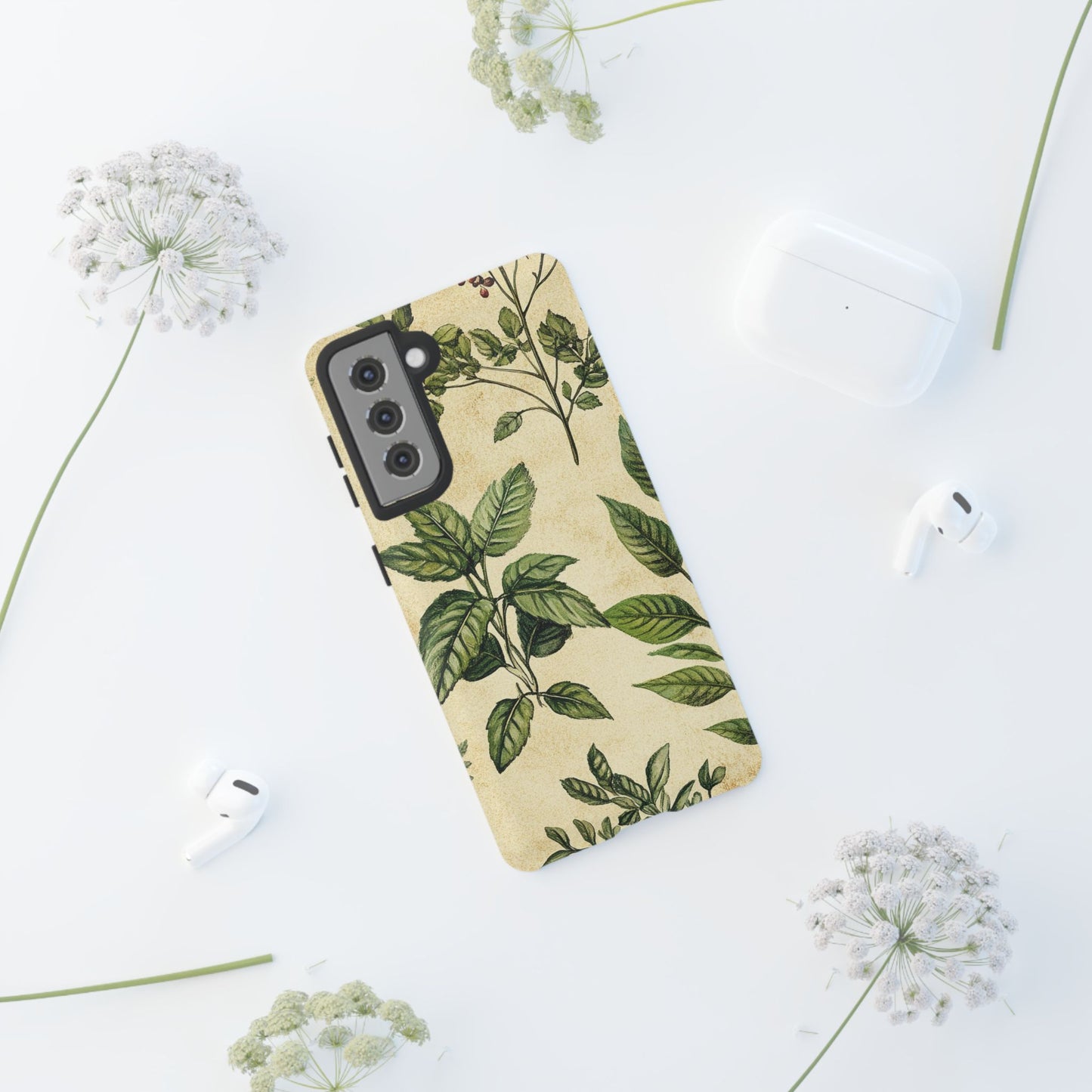 Botanical Leaves Tough Phone Case — Vintage Green Plant Print