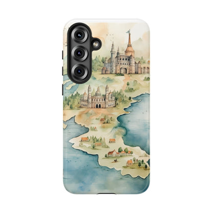 Hard Phone Case — Watercolor Fantasy Map Castle Design