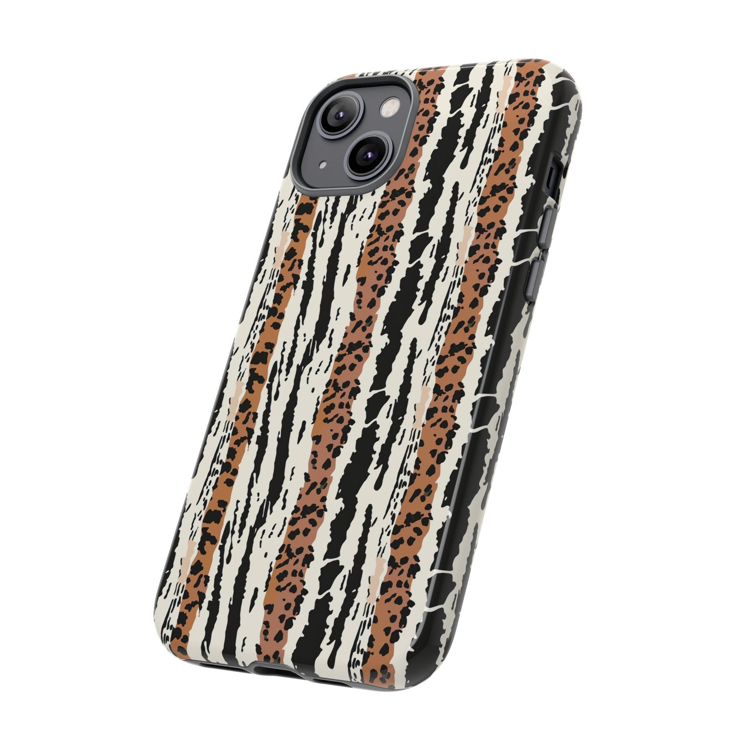 Animal Stripe Phone Case — Leopard & Zebra Pattern Tough Protective Cover,Africa Pattern .