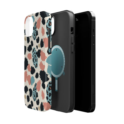 Leopard Splash Magnetic Impact Phone Case — Teal & Coral Animal Print