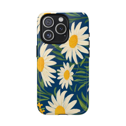 Daisy Floral IPhone Case-Tough Magnetic Cover ,Glossy Finish ,Retro Botanical Flower  Design.
