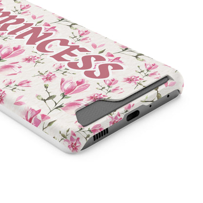 Chic Floral Phone Case with Card Holder for Princesses, Cute Floral Design, Gift for Her