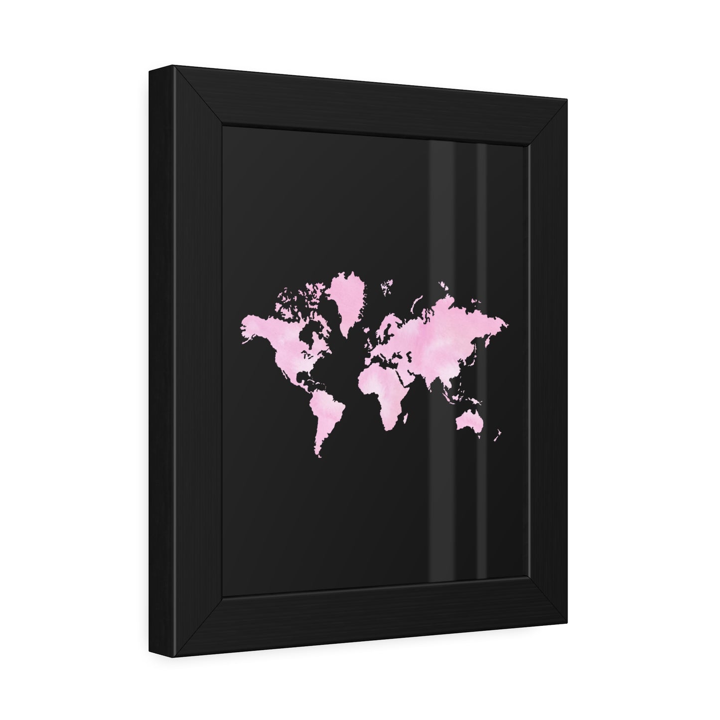 Pink Watercolor World Map Framed Poster,Coquette Poster
