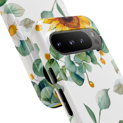 Sunflower & Eucalyptus Tough Phone Case — Protective Floral iPhone Case