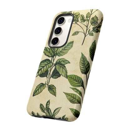 Botanical Leaves Tough Phone Case — Vintage Green Plant Print
