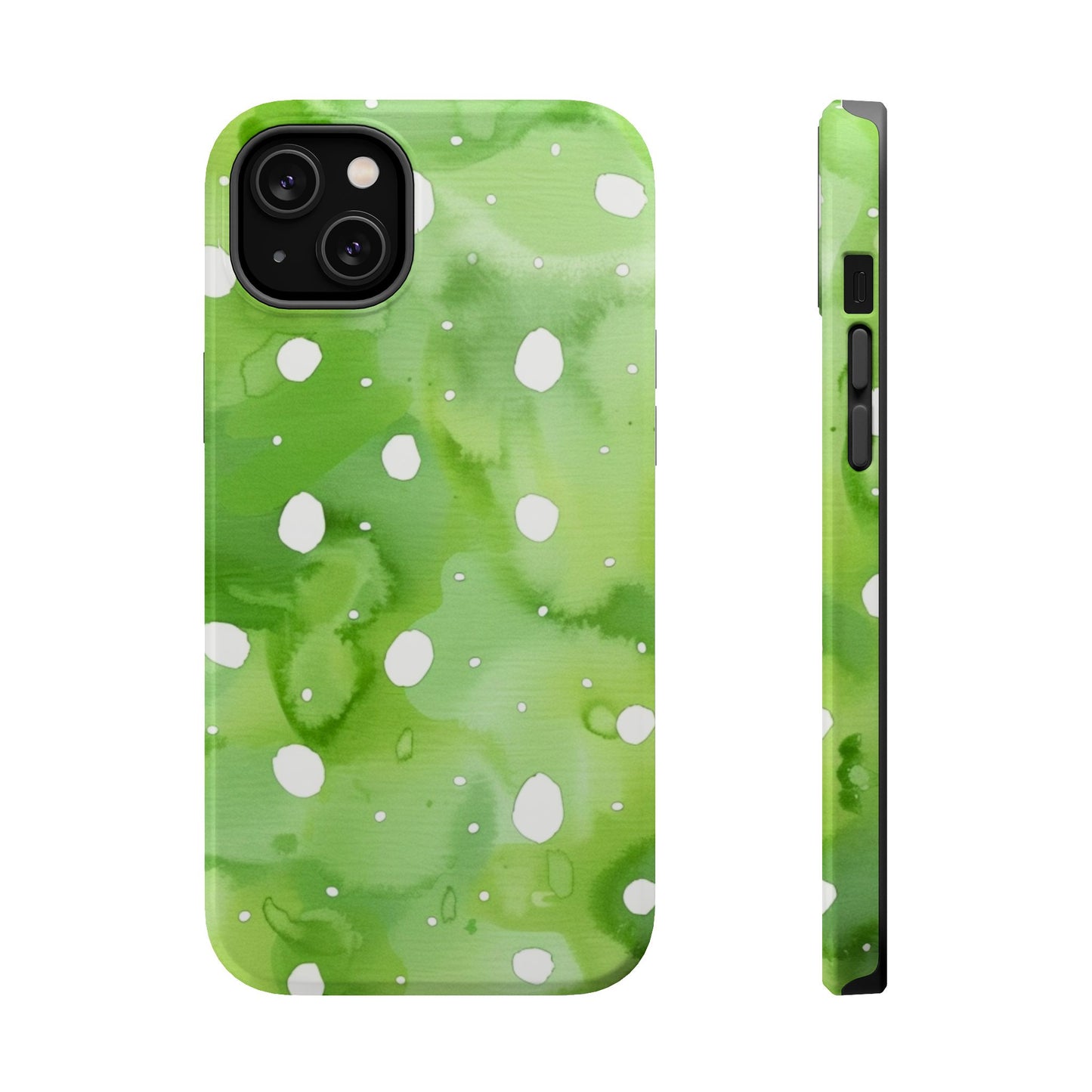 Green Watercolor Polka Dot Magnetic Impact Phone Case