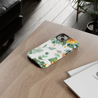 Sunflower & Eucalyptus Tough Phone Case — Protective Floral iPhone Case