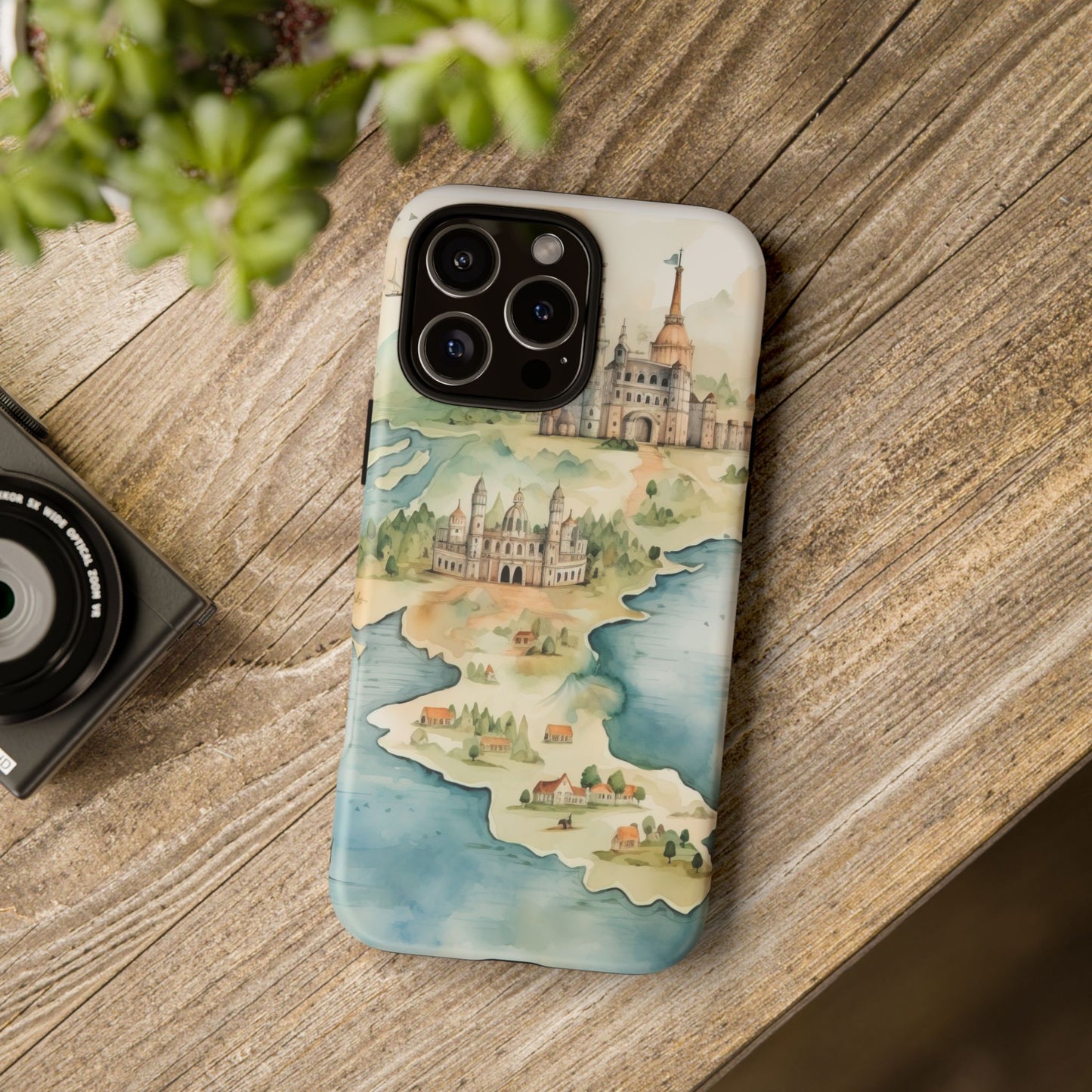 Hard Phone Case — Watercolor Fantasy Map Castle Design