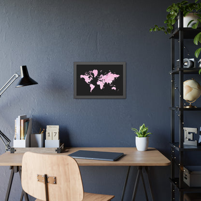 Pink Watercolor World Map Framed Poster,Coquette Poster