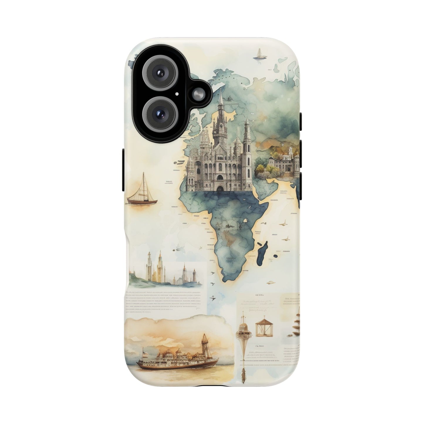 Hard Phone Case — Watercolor Fantasy Map Castle Design