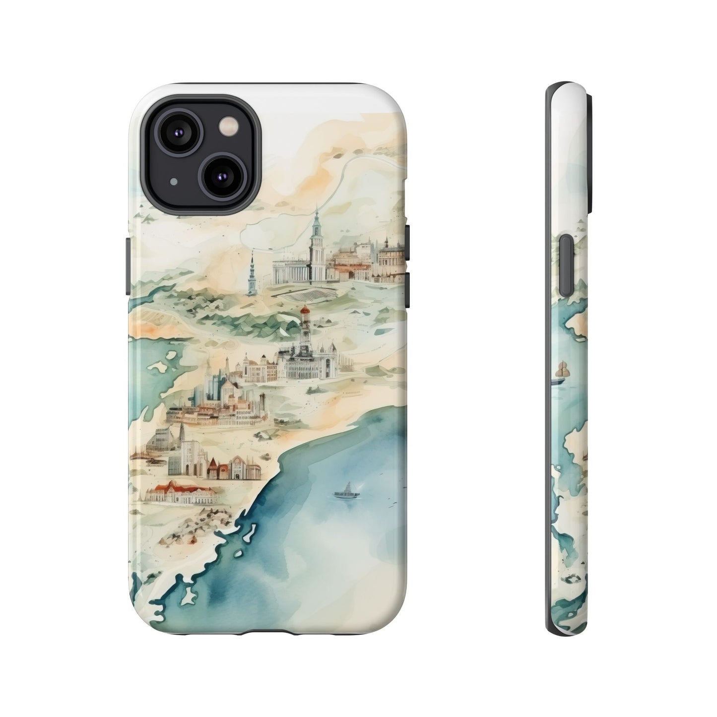 Hard Phone Case — Watercolor Fantasy Map Castle Design