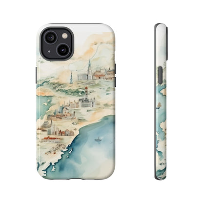 Hard Phone Case — Watercolor Fantasy Map Castle Design