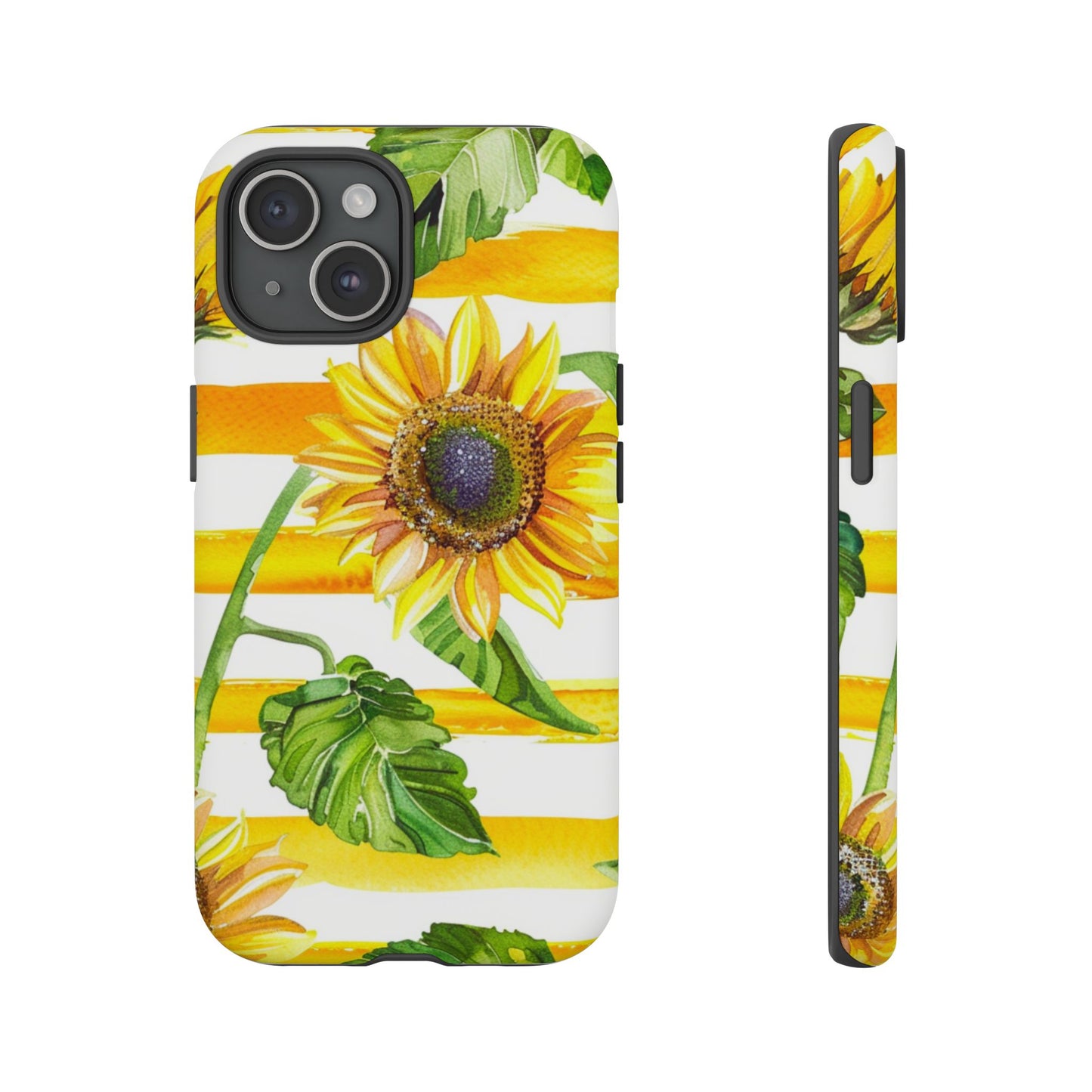 Sunflower Stripes Phone Case - Bright Floral Tough Case