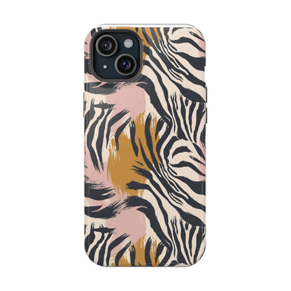 Zebra Brushstroke Magnetic Impact Phone Case,Africa Pattern