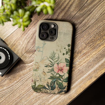 Floral Vintage Tough Case – Botanical Protective Phone Cover,Plants Lovers