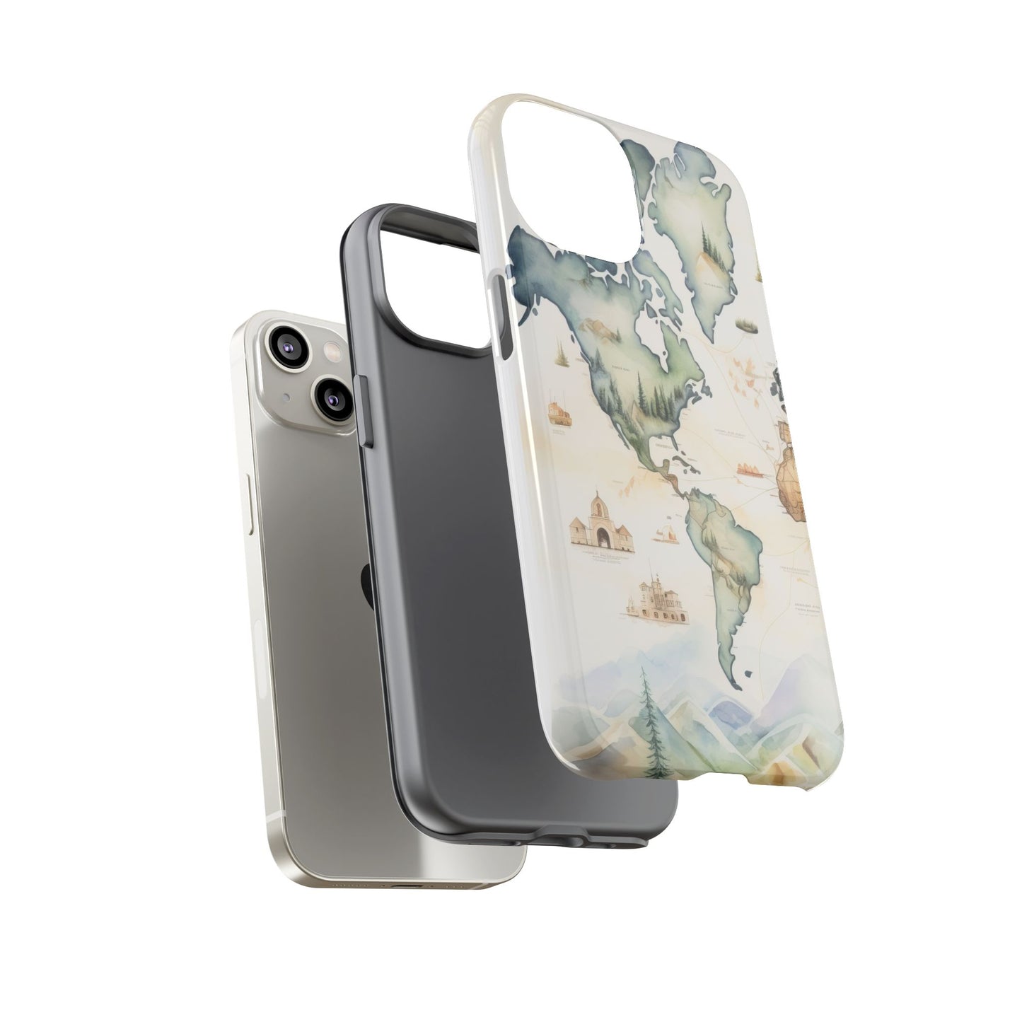 Hard Phone Case — Watercolor Fantasy Map Castle Design