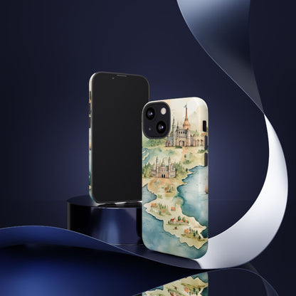 Hard Phone Case — Watercolor Fantasy Map Castle Design
