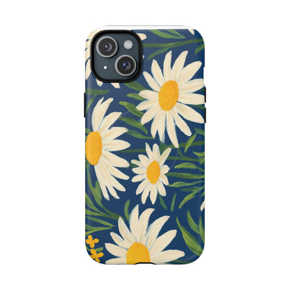 Daisy Floral IPhone Case-Tough Magnetic Cover ,Glossy Finish ,Retro Botanical Flower  Design.