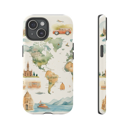 Hard Phone Case — Watercolor Fantasy Map Castle Design