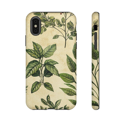 Botanical Leaves Tough Phone Case — Vintage Green Plant Print