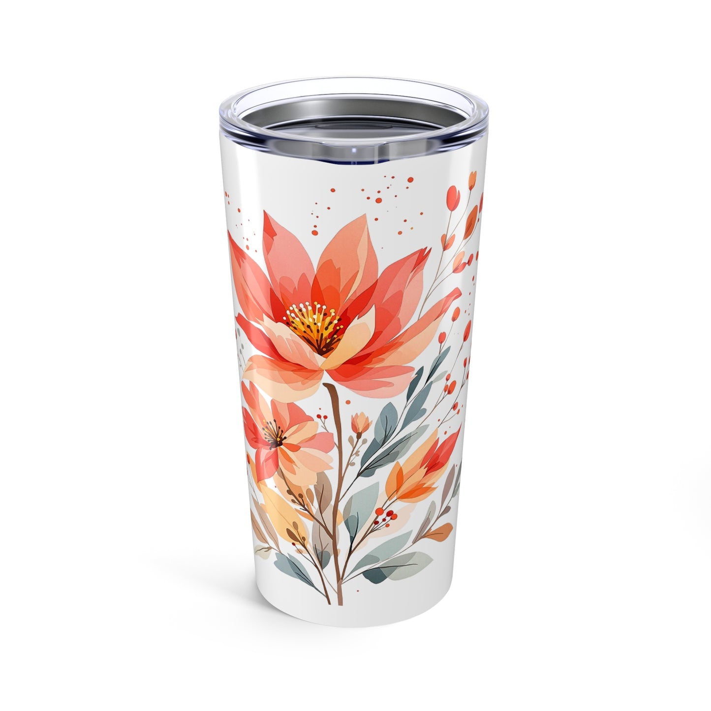 Floral Watercolor 20oz Tumbler — Orange Blossom Travel Cup