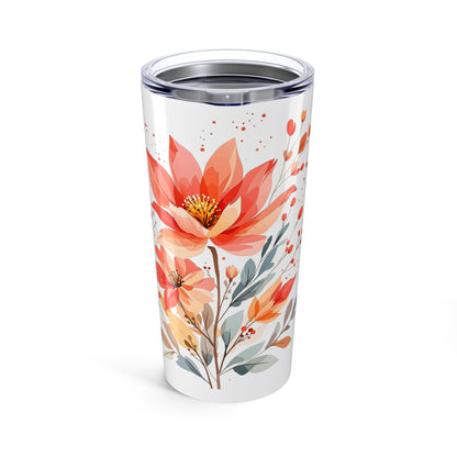 Floral Watercolor 20oz Tumbler — Orange Blossom Travel Cup