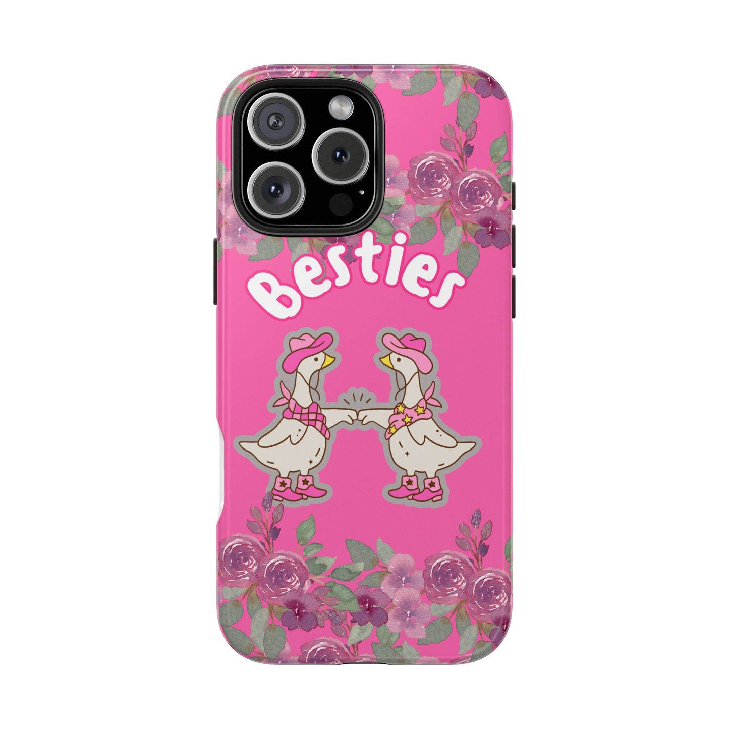 Colorful Floral Besties Phone Case, Tough Mobile Cover for Best Friends, Cute Gift for Friendship Day, Unique Cell Phone Protection