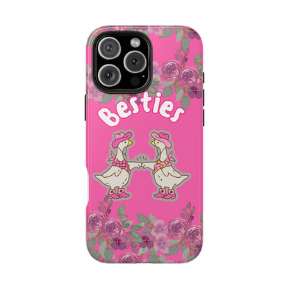 Colorful Floral Besties Phone Case, Tough Mobile Cover for Best Friends, Cute Gift for Friendship Day, Unique Cell Phone Protection