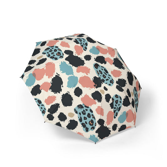 Compact Foldable Umbrella — Pastel Leopard Print Semi-Automatic Travel Umbrella