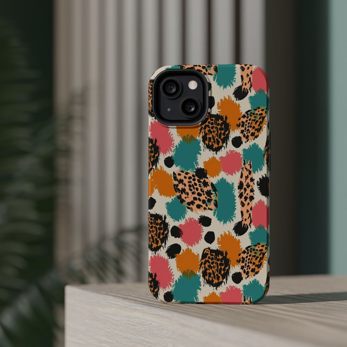 Leopard Splash Magnetic Impact Phone Case — Colorful Abstract Animal Print