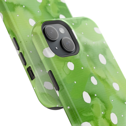 Green Watercolor Polka Dot Magnetic Impact Phone Case